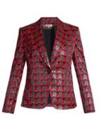 Matchesfashion.com Diane Von Furstenberg - Waved Check Single Breasted Jacquard Jacket - Womens - Red Multi