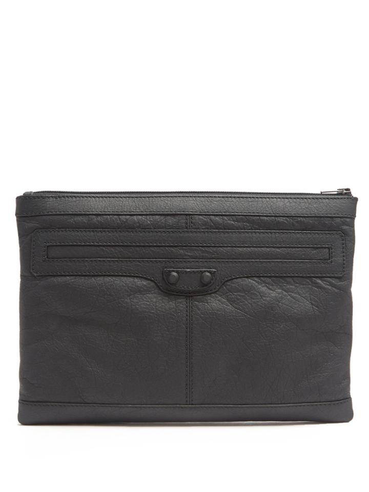 Balenciaga Clip M Grained-leather Pouch