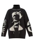 Mm6 Maison Margiela - Inside-out Face-intarsia Wool Sweater - Womens - Black