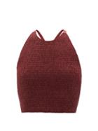Three Graces London - Agnes Shirred Cotton-blend Poplin Crop Top - Womens - Burgundy