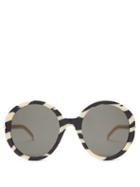 Matchesfashion.com Gucci - Round Chain-embellished Zebra-acetate Sunglasses - Womens - Black White