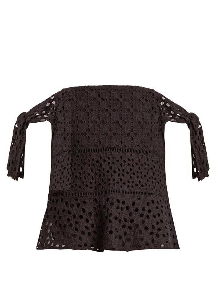 Rebecca Taylor Amora Off-the-shoulder Eyelet-lace Cotton Top