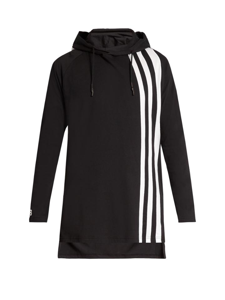 Y-3 Striped Long-line Hooded Top