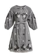 Innika Choo Embroidered Gingham Cotton Peasant Dress