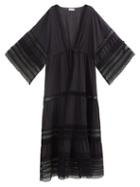 Charo Ruiz - Claire Guipure-lace Cotton-voile Kaftan - Womens - Black