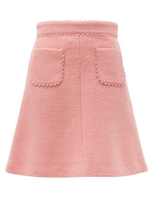 Matchesfashion.com Redvalentino - Scallop Trimmed Wool Blend Boucl Mini Skirt - Womens - Pink