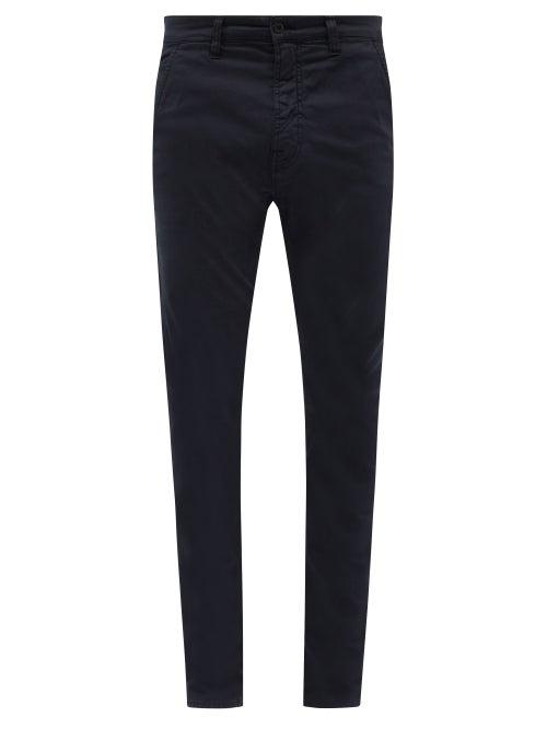 Nudie Jeans - Slim Adam Organic Cotton-blend Chino Trousers - Mens - Dark Navy