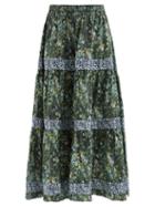 Batsheva - X Laura Ashley Brie Cotton Maxi Skirt - Womens - Green Multi