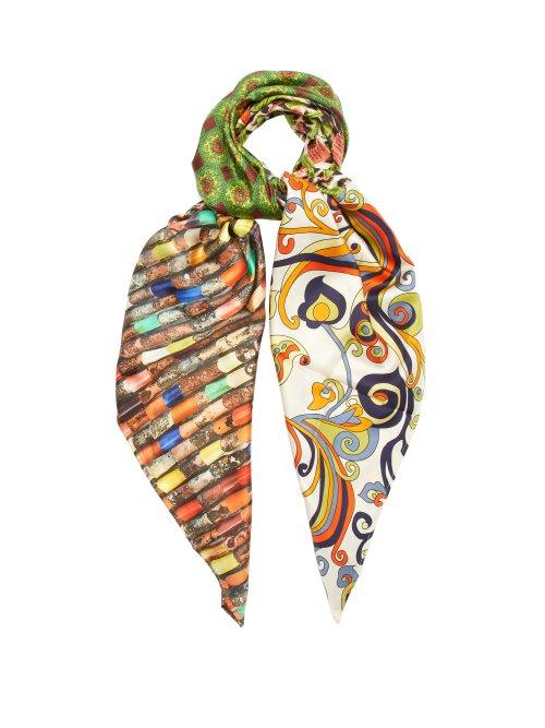 Matchesfashion.com La Prestic Ouiston - Contrast Print Silk Scarf - Womens - Green
