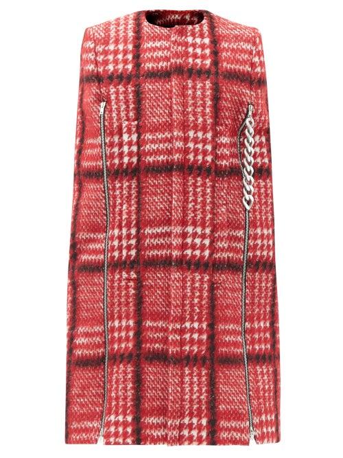 Matchesfashion.com Raf Simons - Punk Chain-zip Tartan Cape - Womens - Red