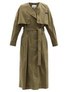 Ganni - Belted Canvas Trench Coat - Womens - Khaki