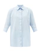 The Row - Elada Cotton-poplin Shirt - Womens - Light Blue