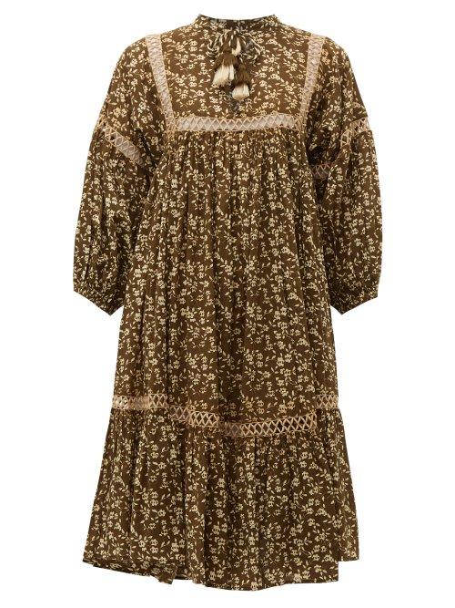 Matchesfashion.com Dodo Bar Or - Nell Floral Print Cotton Dress - Womens - Green Print