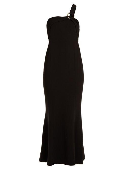 Matchesfashion.com Diane Von Furstenberg - One Shoulder Asymmetric Crepe Gown - Womens - Black