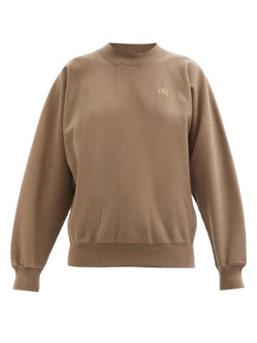 Ladies Beachwear Stockholm Surfboard Club - Logo-embroidered Cotton-jersey Sweatshirt - Womens - Light Brown