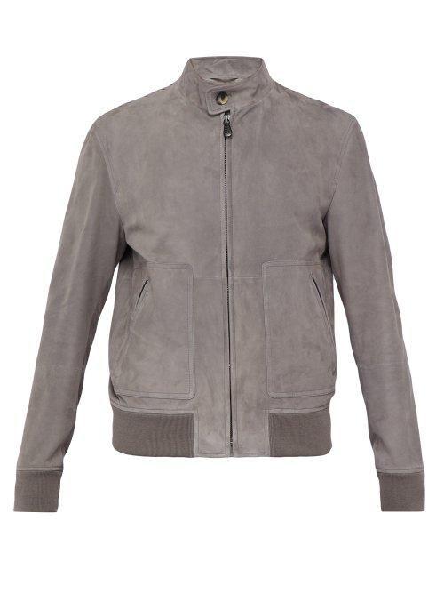 Matchesfashion.com Bottega Veneta - Intrecciato Suede Jacket - Mens - Grey
