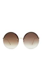 Matchesfashion.com Linda Farrow - Adrienne Round 22kt Gold-plated Sunglasses - Womens - Gold