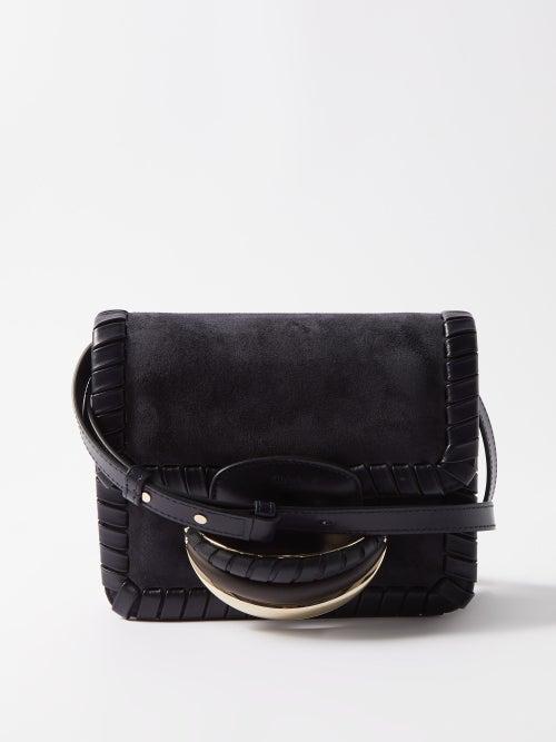 Chlo - Kattie Whipstitched Suede Shoulder Bag - Womens - Navy