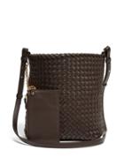 Matchesfashion.com Bottega Veneta - Intrecciato Leather Cross Body Bucket Bag - Womens - Dark Brown