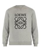 Matchesfashion.com Loewe - Logo Embroidered Cotton Jersey Sweatshirt - Mens - Grey
