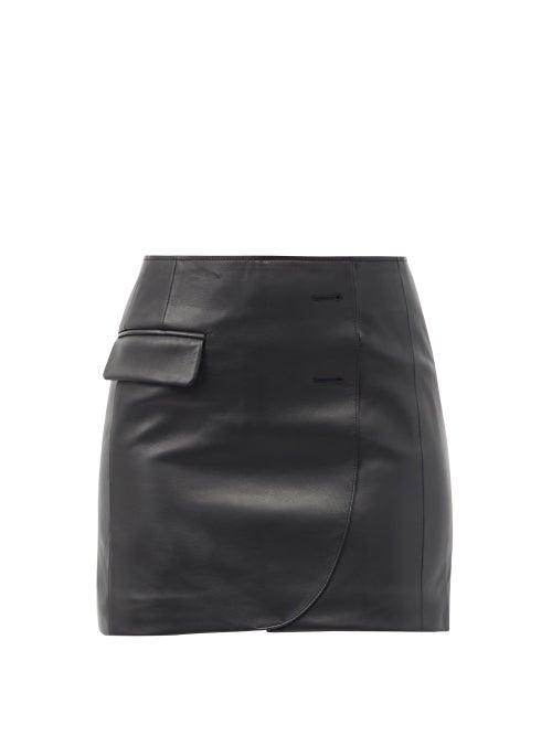 Matchesfashion.com Vetements - Asymmetric Leather Mini Skirt - Womens - Black