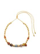 Tohum - Evil Eye Glass & 24kt Gold-plated Necklace - Womens - Brown Multi