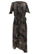 Matchesfashion.com Preen Line - Bessara Geometric Print Wrap Dress - Womens - Black Multi