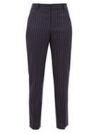 Matchesfashion.com Bella Freud - Rocker Chalk Striped Tapered Wool Tuxedo Trousers - Womens - Navy Stripe