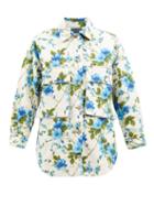 Richard Quinn - Sakura Oversized Floral-print Denim Shirt Jacket - Womens - White Multi