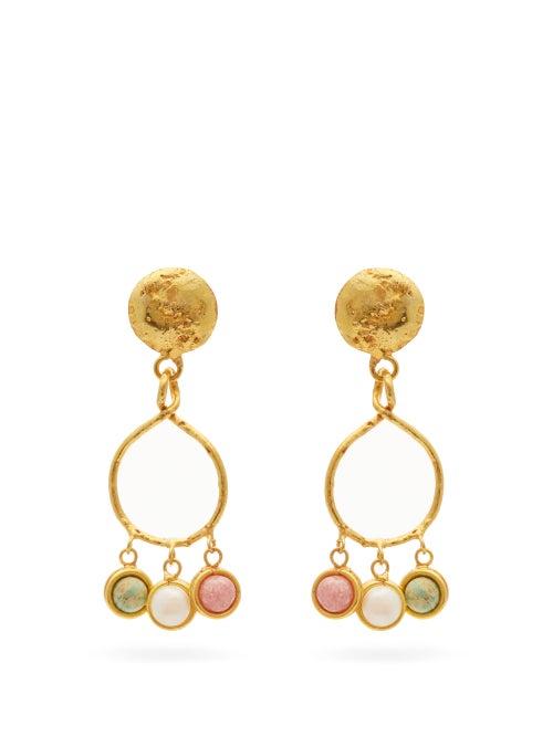 Matchesfashion.com Sylvia Toledano - Eclipse Pearl & Amazonite Drop Earrings - Womens - Gold