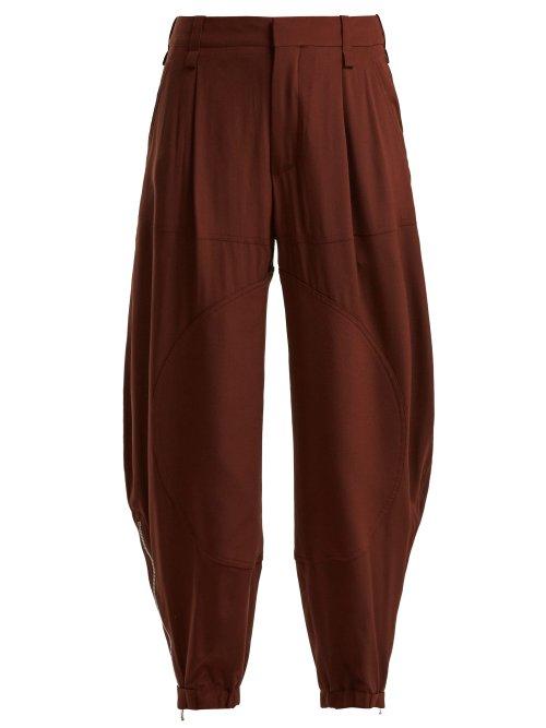 Matchesfashion.com Chlo - Zipped Cuff Silk Crepe De Chine Trousers - Womens - Dark Brown