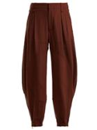 Matchesfashion.com Chlo - Zipped Cuff Silk Crepe De Chine Trousers - Womens - Dark Brown