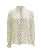 Matchesfashion.com Etro - Breton Paisley Fil-coup Silk-georgette Blouse - Womens - White Gold