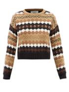 Valentino - Argyle-jacquard Wool Sweater - Womens - Beige