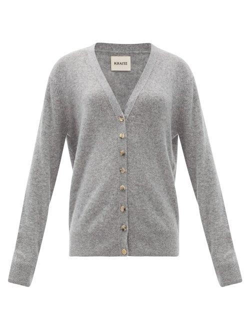 Matchesfashion.com Khaite - Amelia V-neck Cashmere Cardigan - Womens - Grey