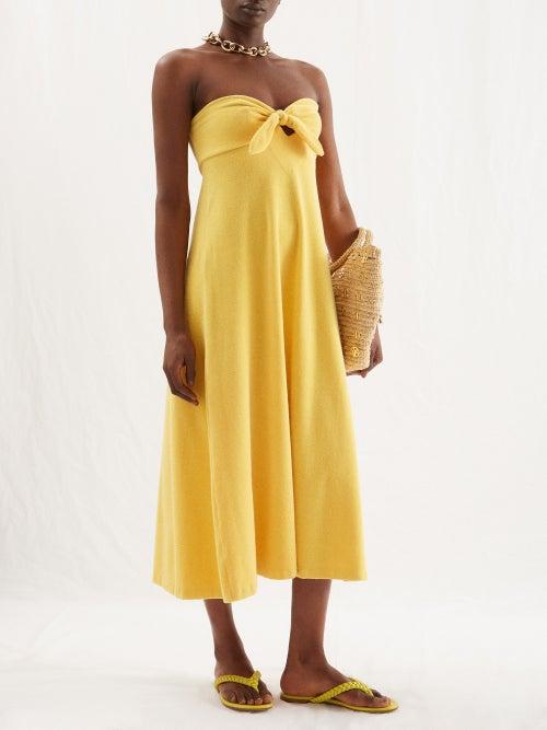 Zimmermann - Jeannie Sweetheart-neck Tie-front Terry Dress - Womens - Yellow