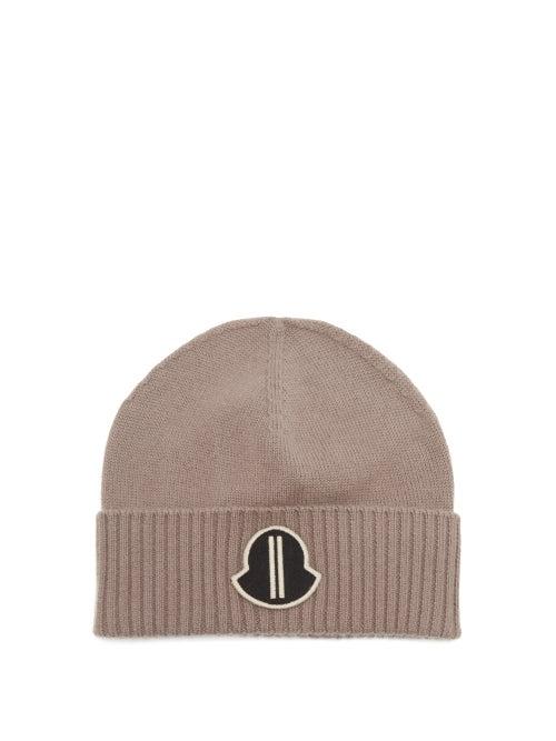 Matchesfashion.com Moncler + Rick Owens - Logo-patch Cashmere Beanie - Mens - Grey