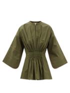 Roksanda - Aylis Pleated Cotton-poplin Top - Womens - Khaki
