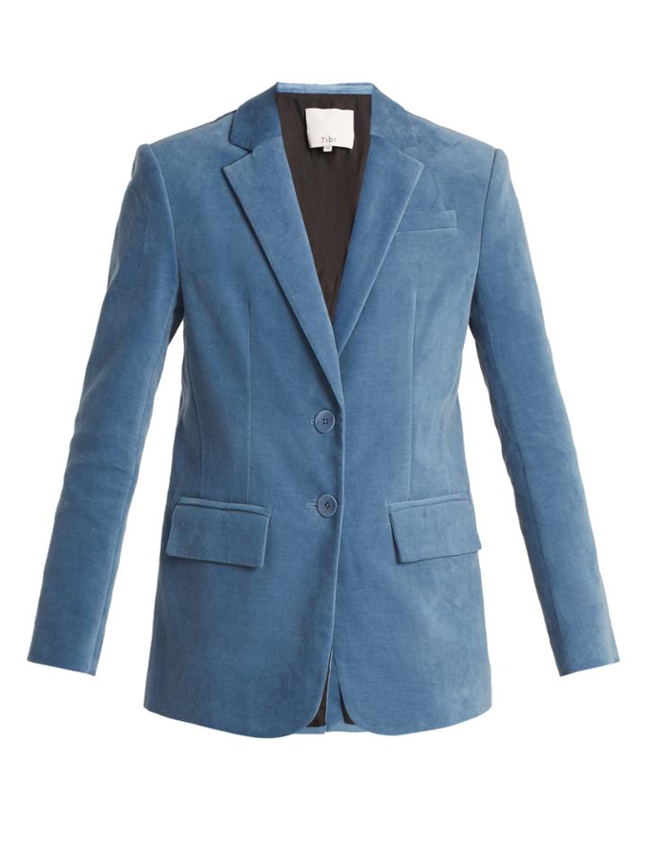 Tibi Corset-back Oversized Cotton-blend Blazer