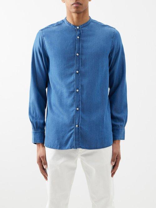 Officine Gnrale - Gaston Stand-collar Denim Shirt - Mens - Blue