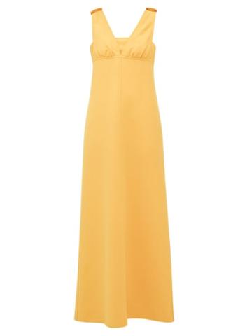 Matchesfashion.com William Vintage - Courrges 1969 Wool Blend Crepe Maxi Dress - Womens - Orange