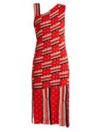 Matchesfashion.com Tabula Rasa - Anat Asymmetric Neckline Cotton Dress - Womens - Red