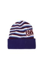 Matchesfashion.com Prada - Logo Jacquard Knitted Cashmere Beanie Hat - Womens - Blue