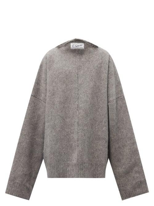 Raf Simons - Oversized Back-to-front Wool-blend Sweater - Mens - Grey