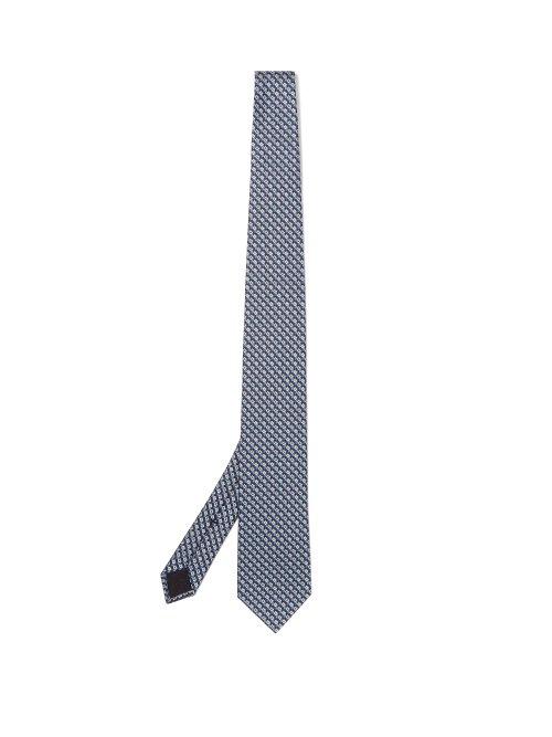 Matchesfashion.com Gucci - Retro Logo Jacquard Silk Tie - Mens - Blue Multi