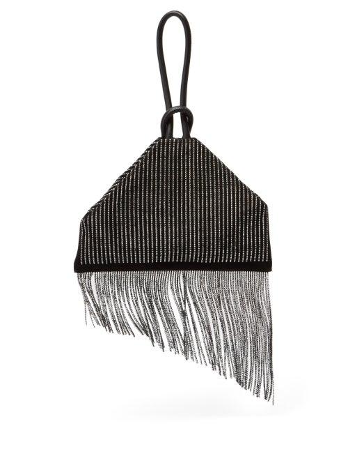 Matchesfashion.com Christian Louboutin - Berlinguino Rhinestone-embellished Suede Pouch - Womens - Black Multi