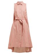 Matchesfashion.com Palmer//harding - Sedona Striped Cotton Blend Shirtdress - Womens - Red Stripe
