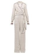 Matchesfashion.com Jonathan Simkhai - Geometric Print Wrap Satin Twill Jumpsuit - Womens - White Multi