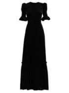 Matchesfashion.com The Vampire's Wife - Night Flight Glitter-velvet Maxi Dress - Womens - Black Gold