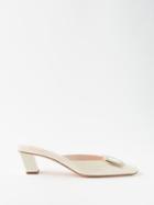 Roger Vivier - Belle 45 Leather Mules - Womens - Natural